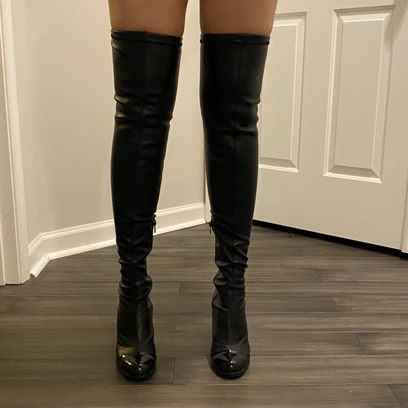 Black Over-the-Knee Women's Boots - Picture 3 of 6